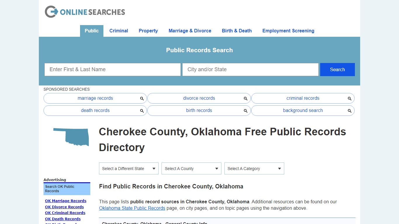 Cherokee County, Oklahoma Public Records Directory